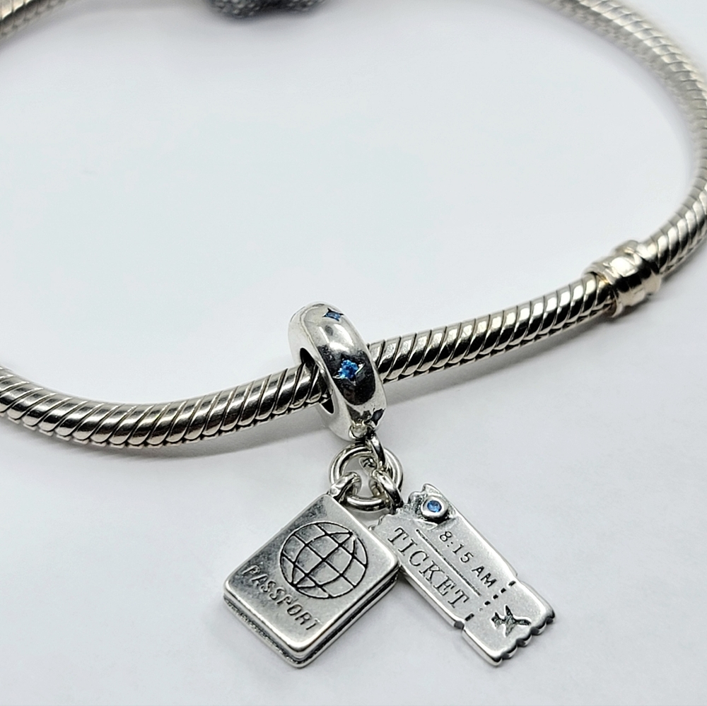 Charm Sterling Silver 925 ticket and passport - Picture 1 of 4